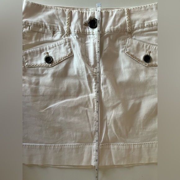 White House Black Market Mini Straight Skirt Ivory Denim Contrast stitching 2 - Picture 7 of 8